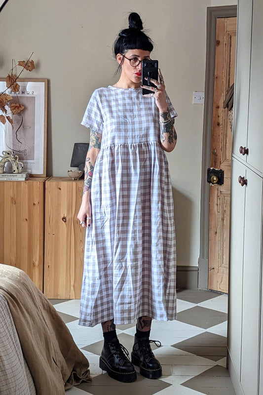 Mabel Dress in Neutral Check