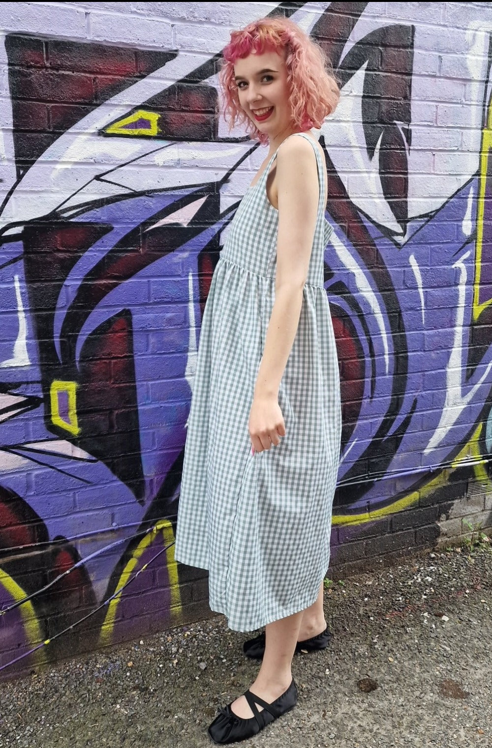 Lottie Dress in Sage Gingham