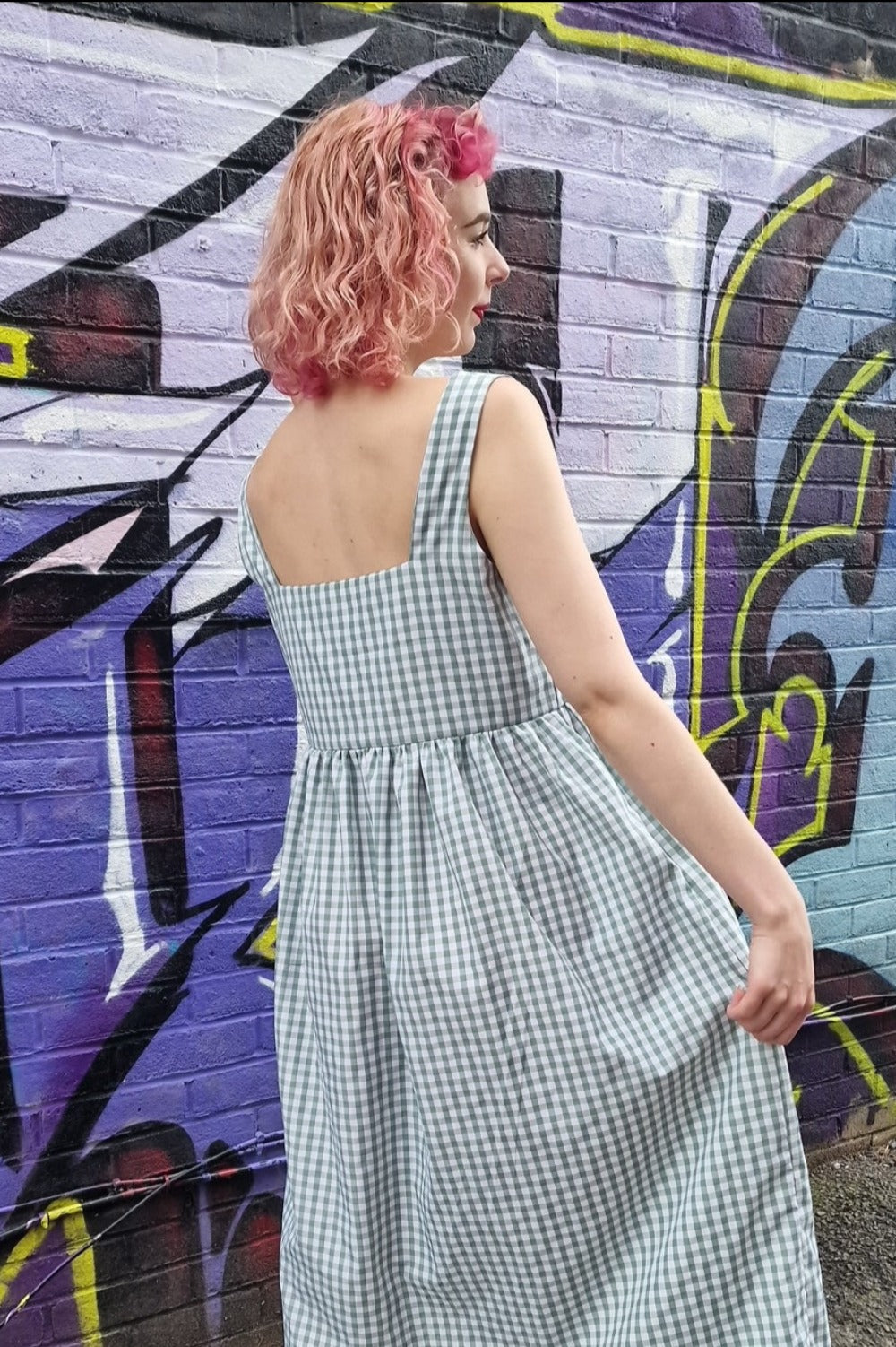 Lottie Dress in Sage Gingham