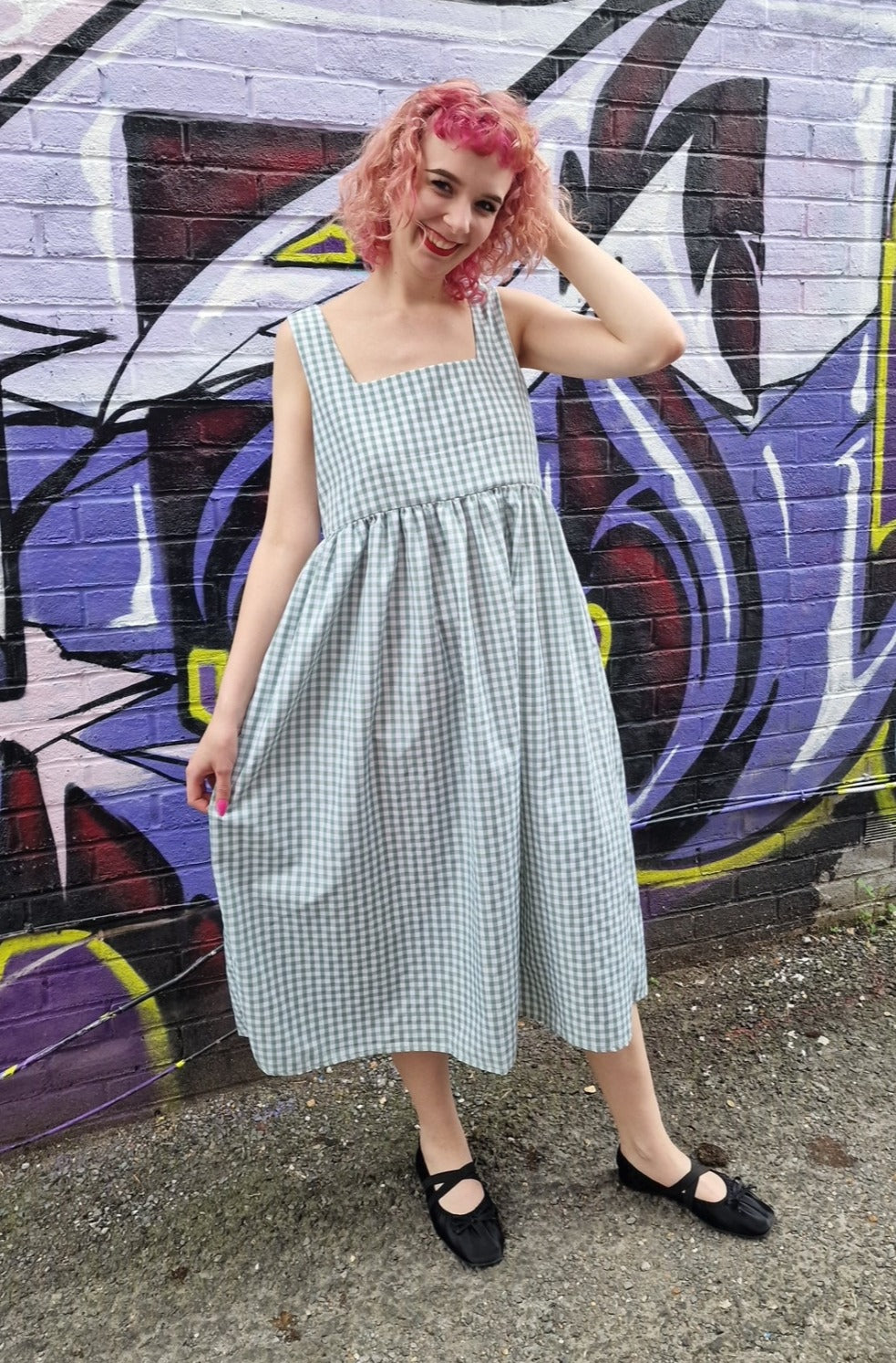 Lottie Dress in Sage Gingham