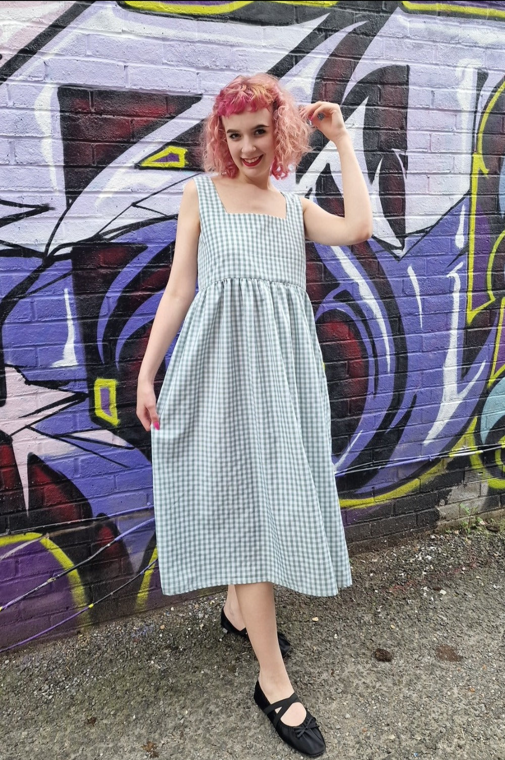 Lottie Dress in Sage Gingham