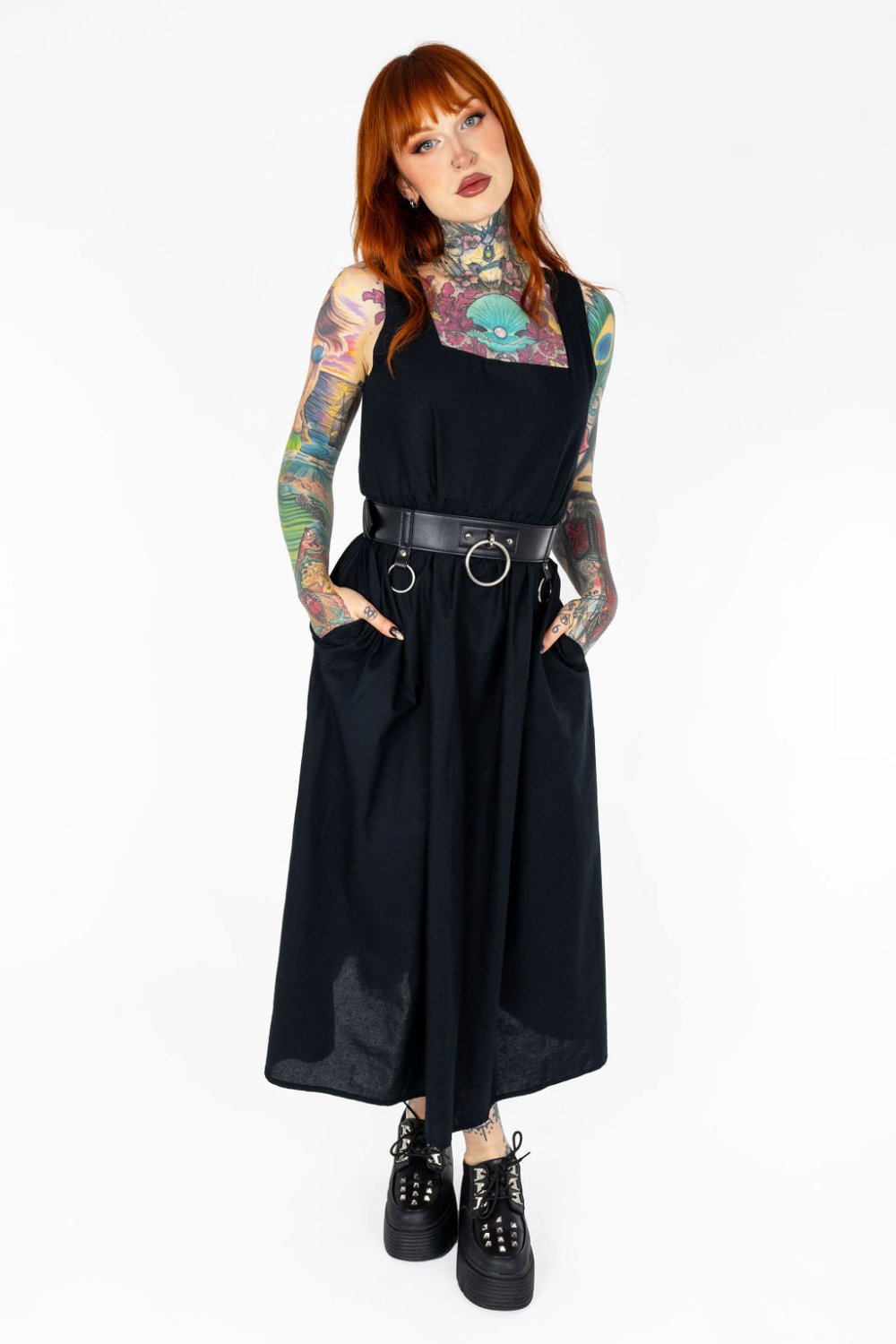 Lottie Dress in Black Cotton