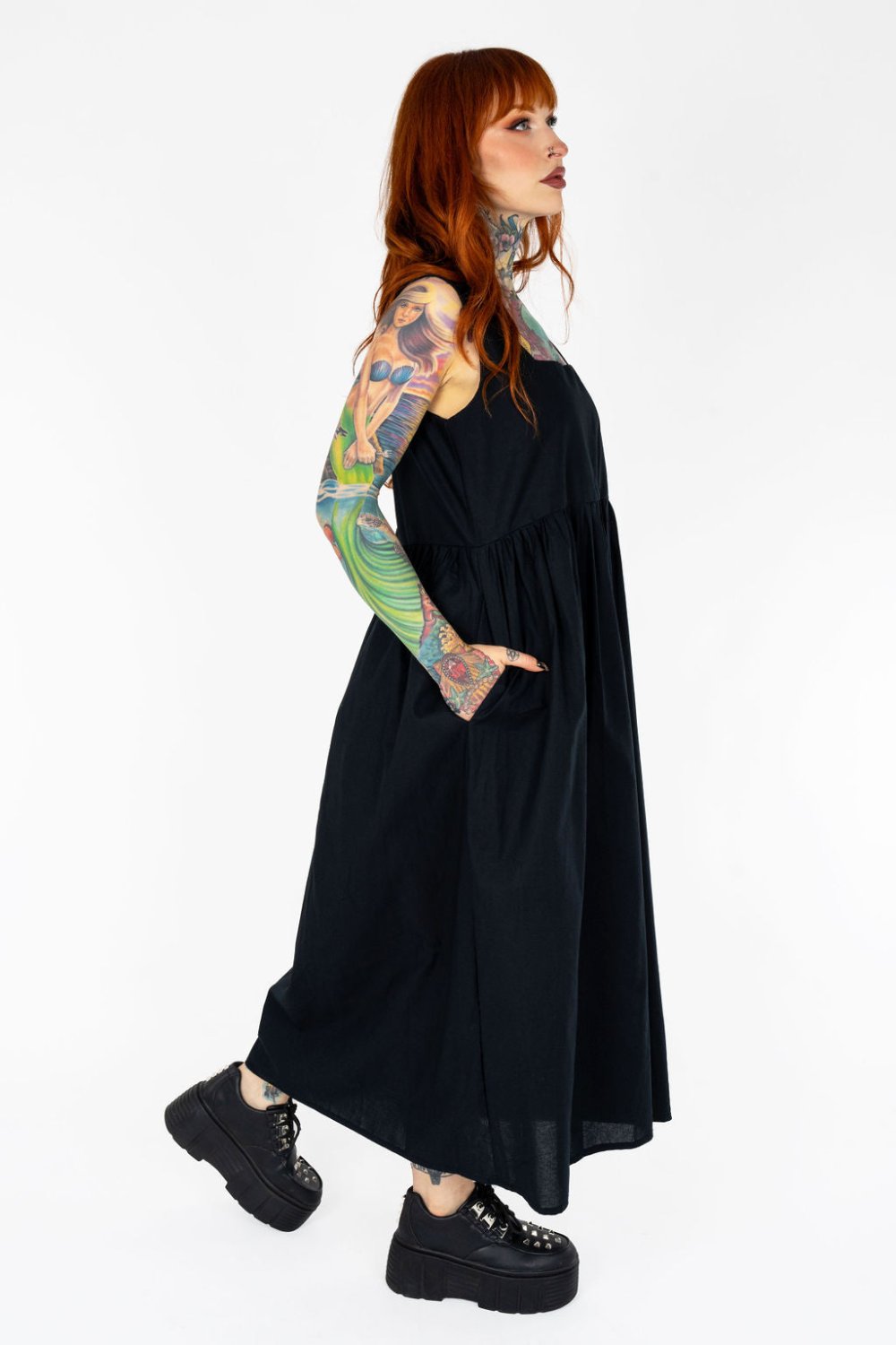 Lottie Dress in Black Cotton