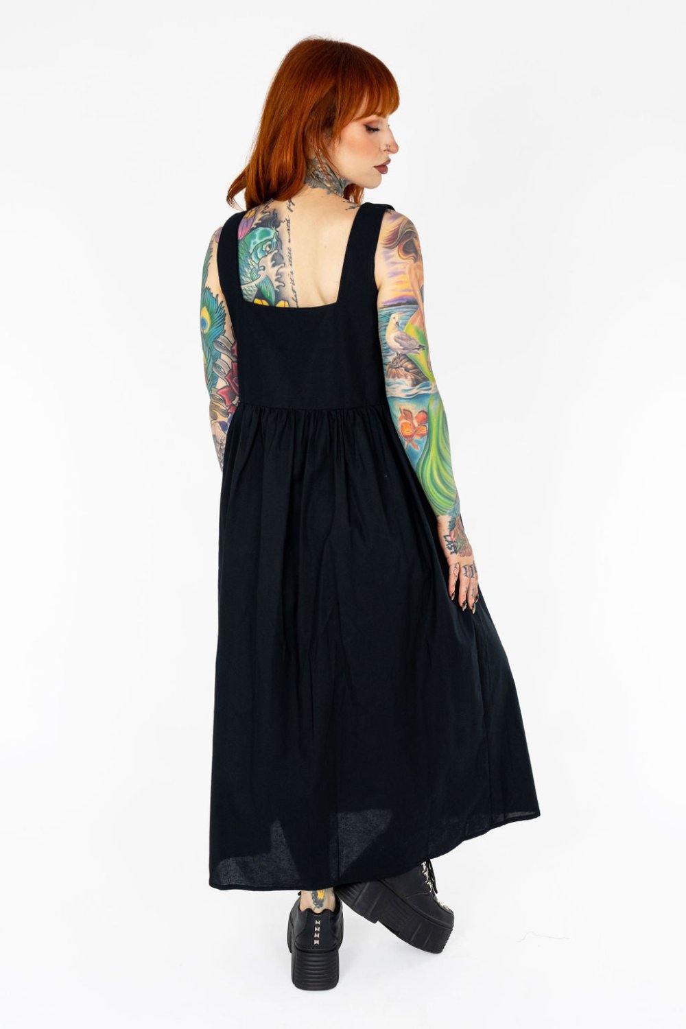 Lottie Dress in Black Cotton