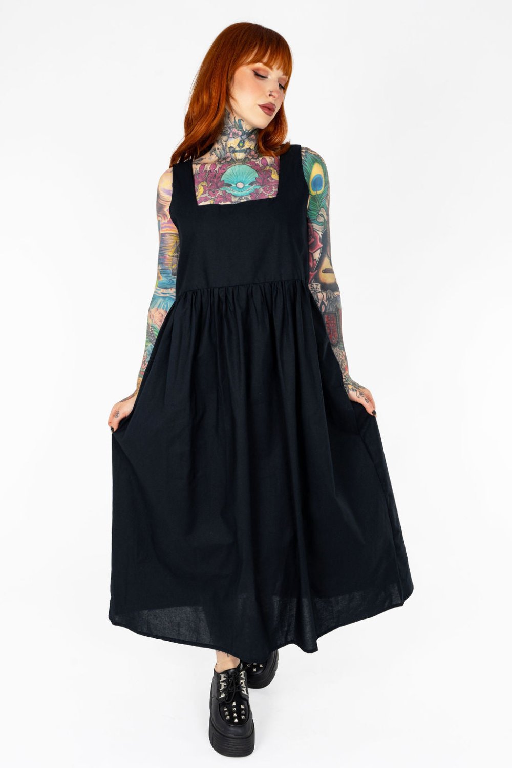 Lottie Dress in Black Cotton