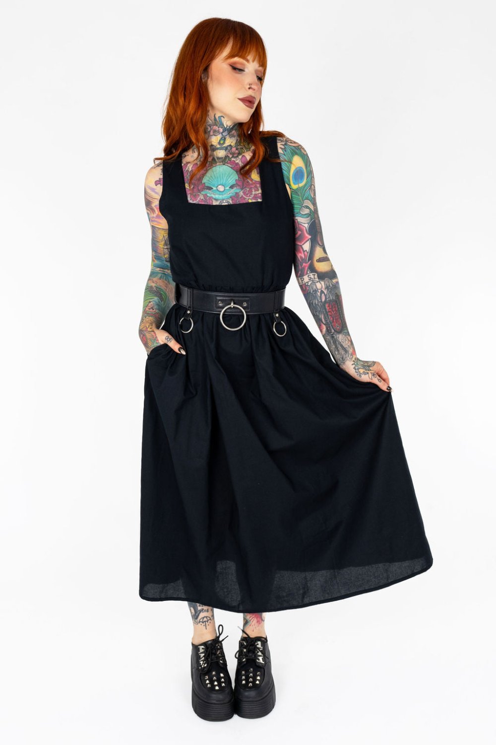 Lottie Dress in Black Cotton