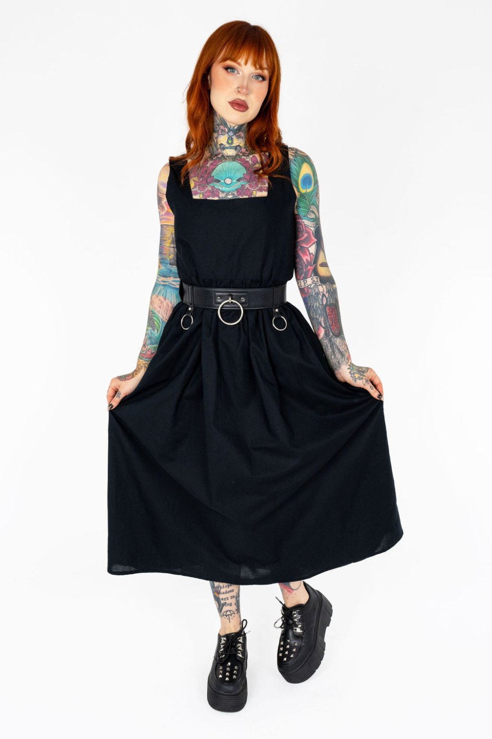 Lottie Dress in Black Cotton