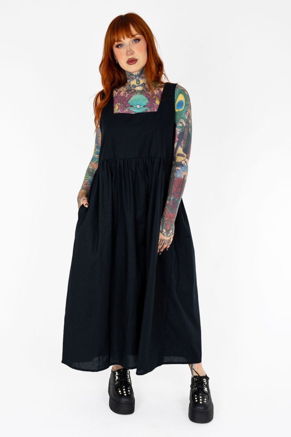 Lottie Dress in Black Cotton