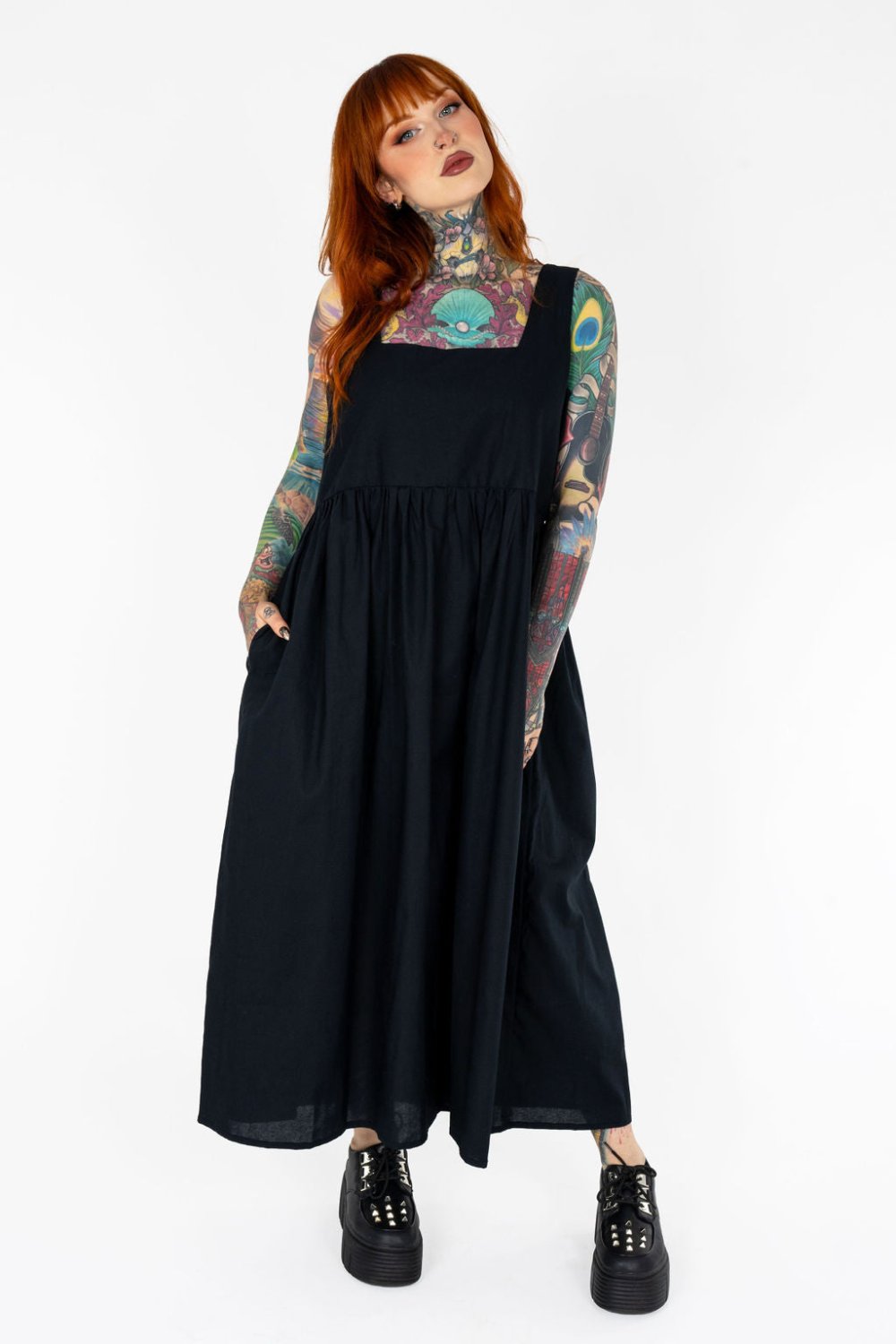 Lottie Dress in Black Cotton