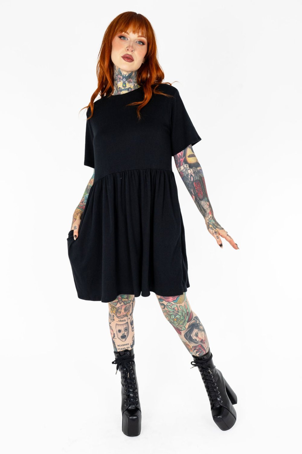 Amelia Dress in Black Organic Cotton