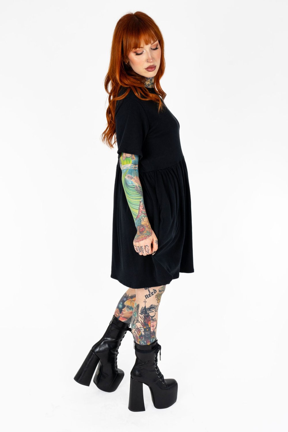 Amelia Dress in Black Organic Cotton