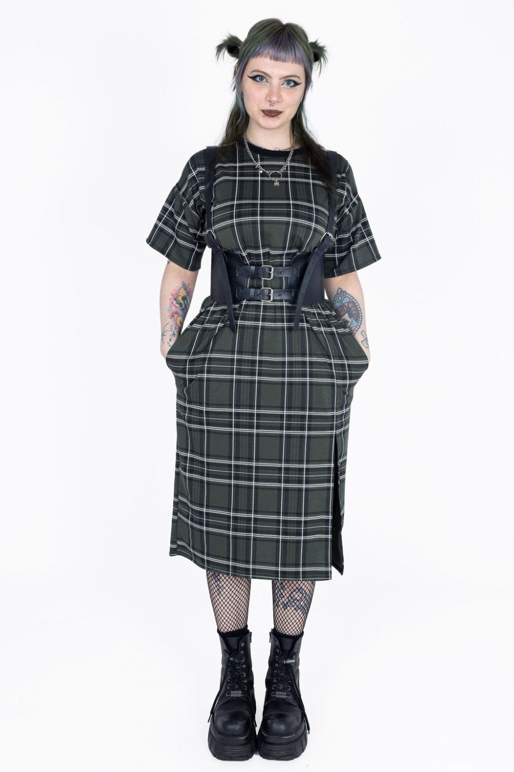 Becky Dress in Green Tartan