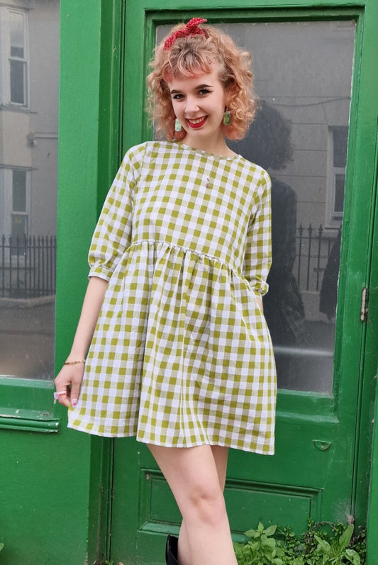 Mallory Dress in Olive Gingham