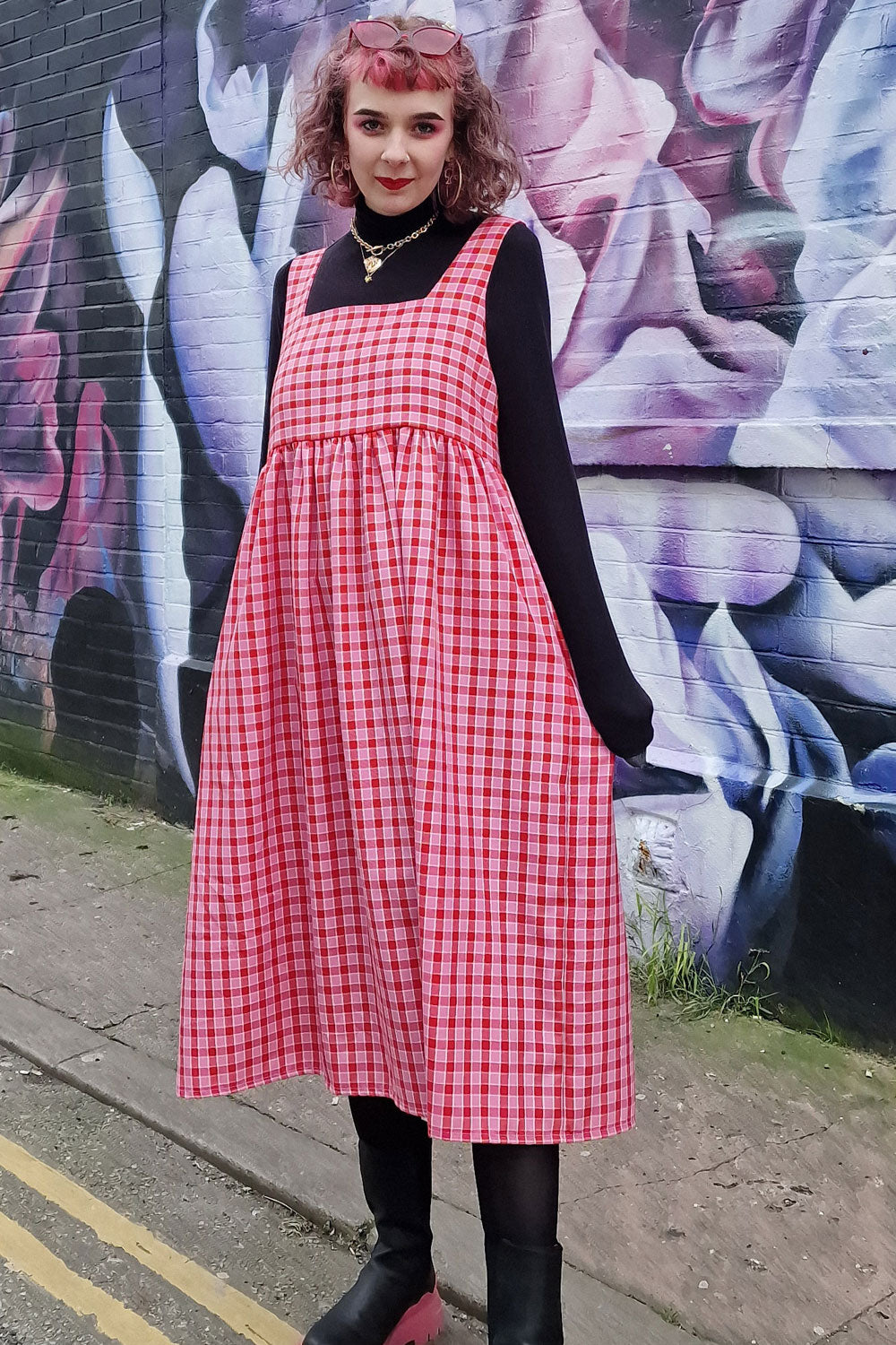 Lottie Dress in Pink Gingham
