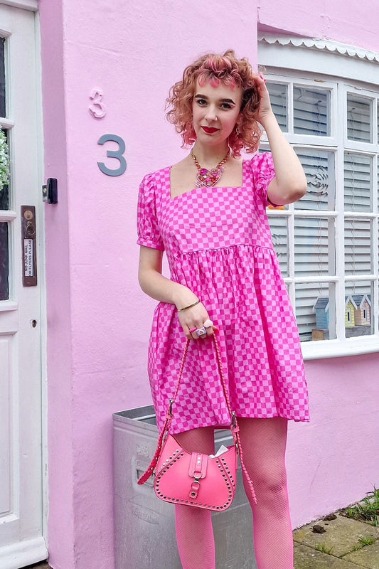 Ophelia Dress in Pink checkerboard