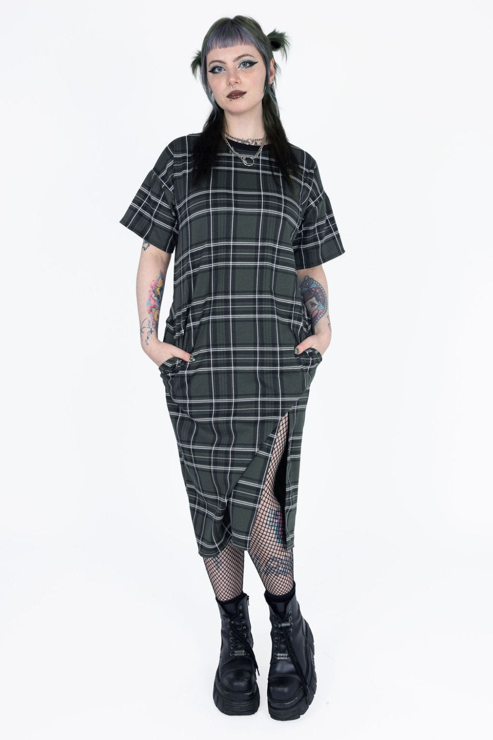 Becky Dress in Green Tartan