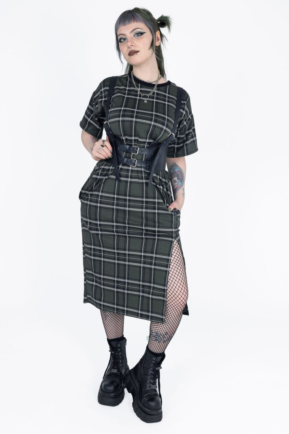 Becky Dress in Green Tartan