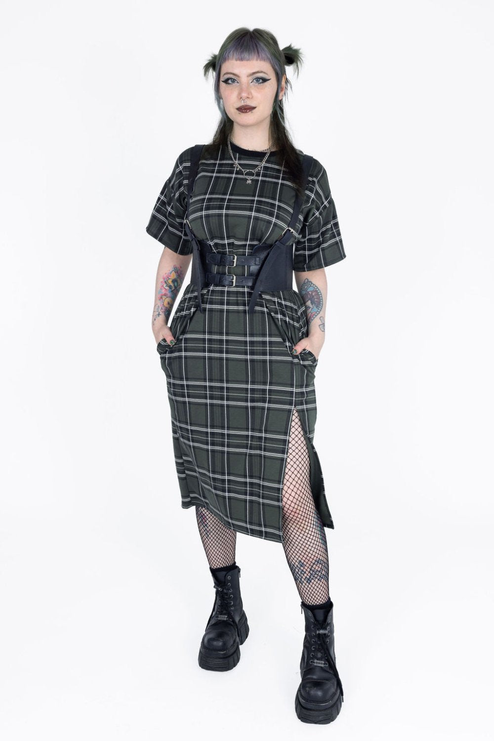 Becky Dress in Green Tartan