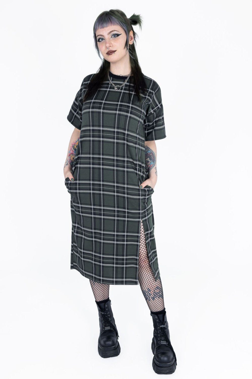 Becky Dress in Green Tartan