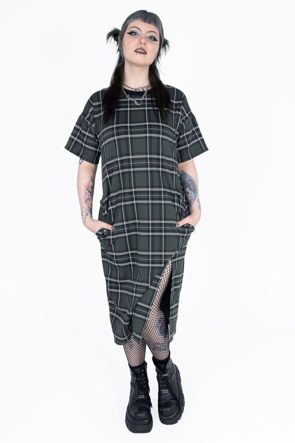 Becky Dress in Green Tartan