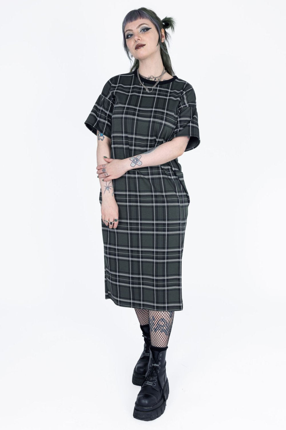 Becky Dress in Green Tartan