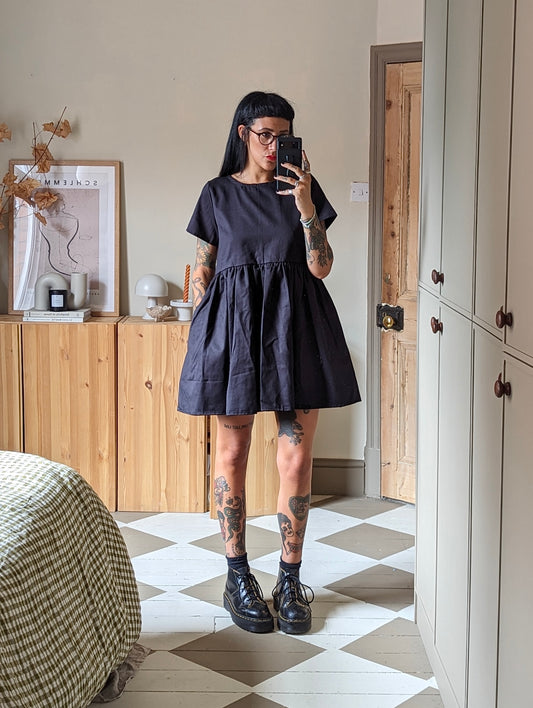 Emily Dress in Black Cotton