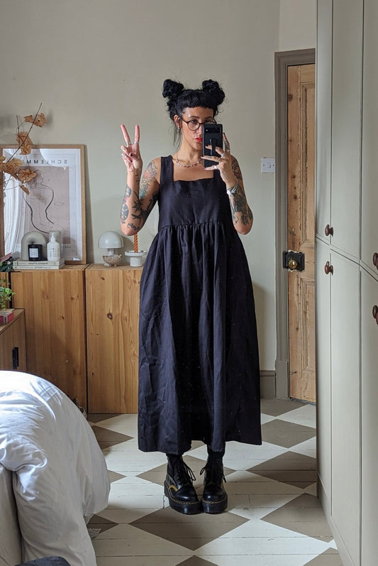 Lottie Dress in Black Cotton