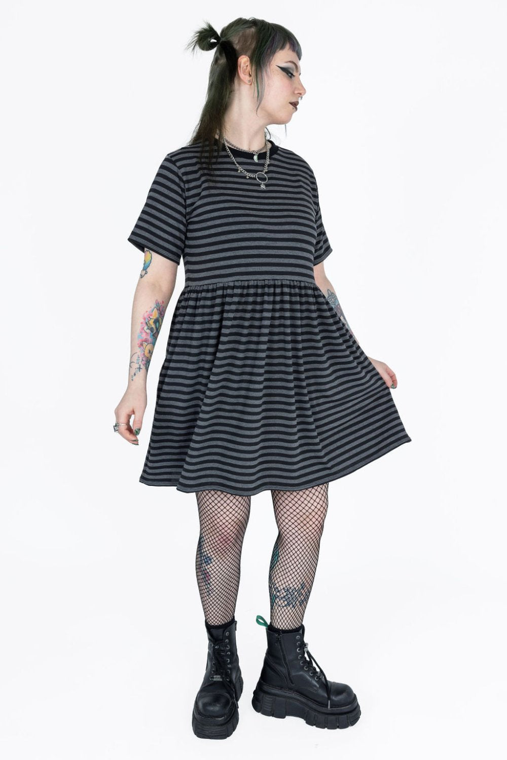 Amelia Dress in Dark Stripe