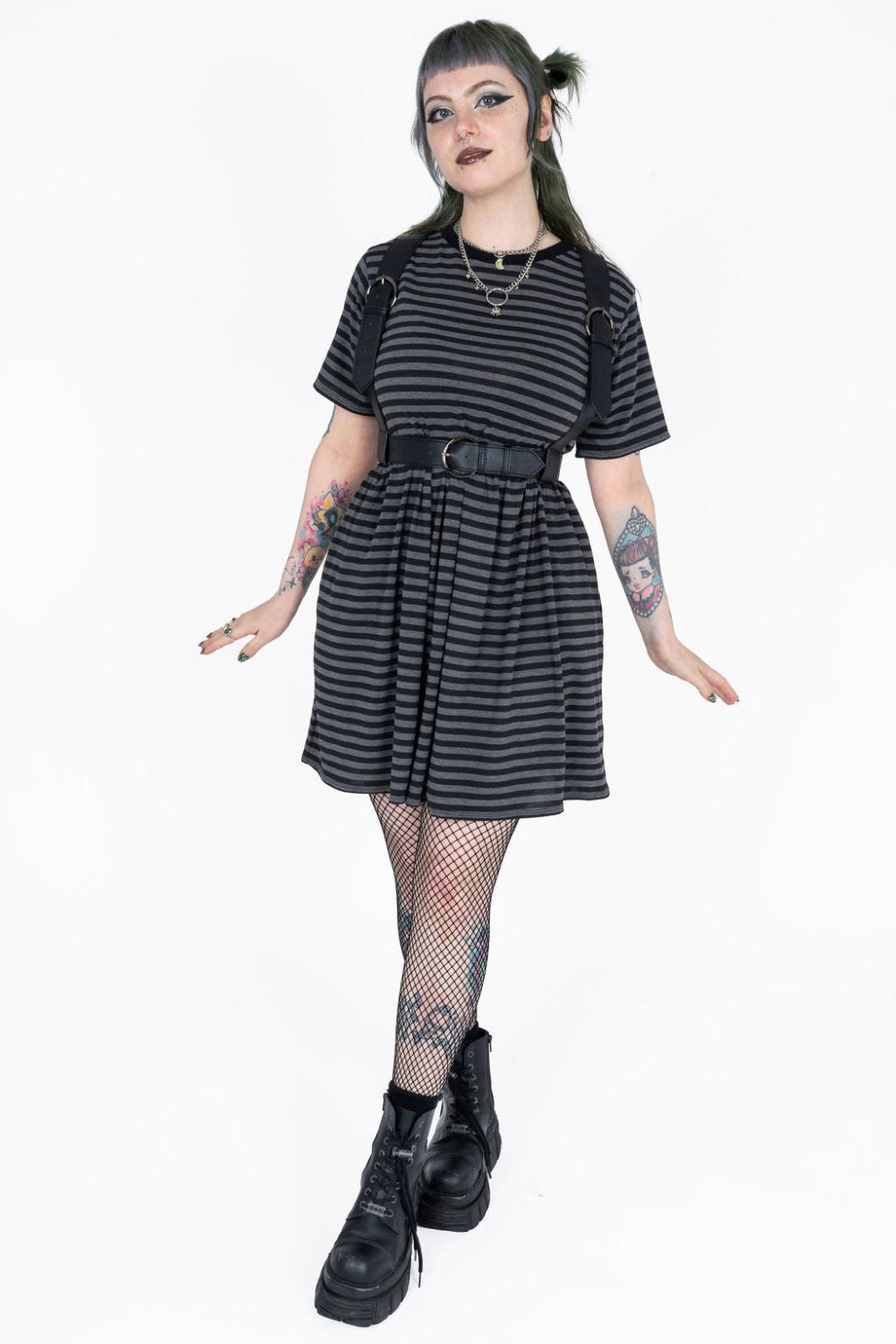 Amelia Dress in Dark Stripe