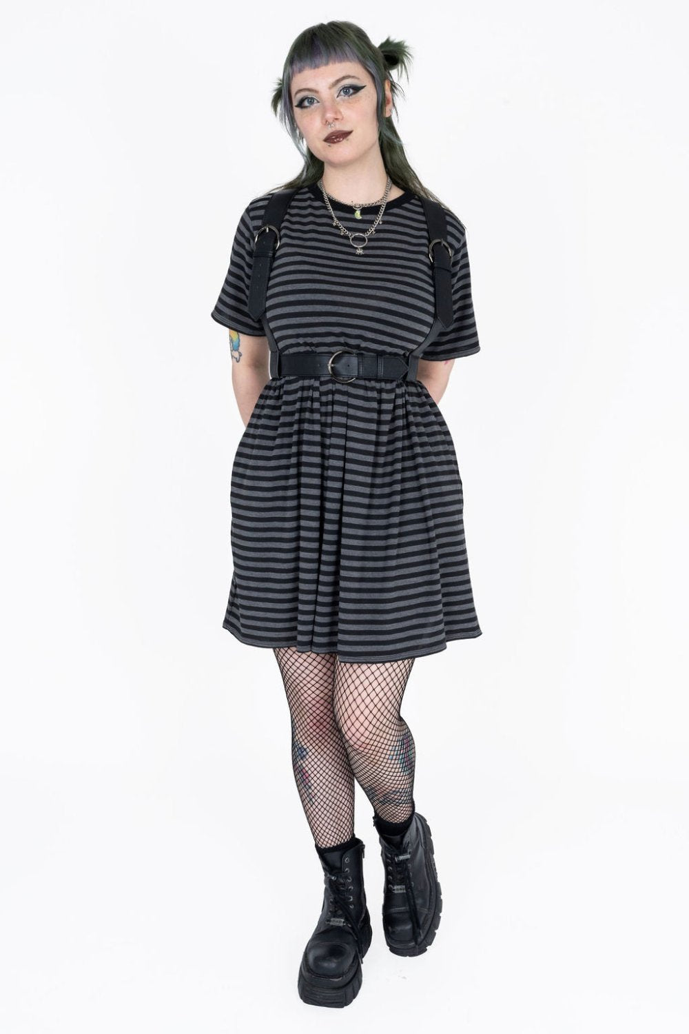 Amelia Dress in Dark Stripe