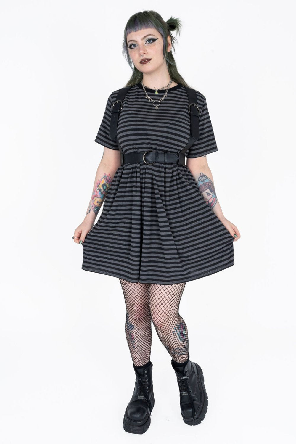 Amelia Dress in Dark Stripe