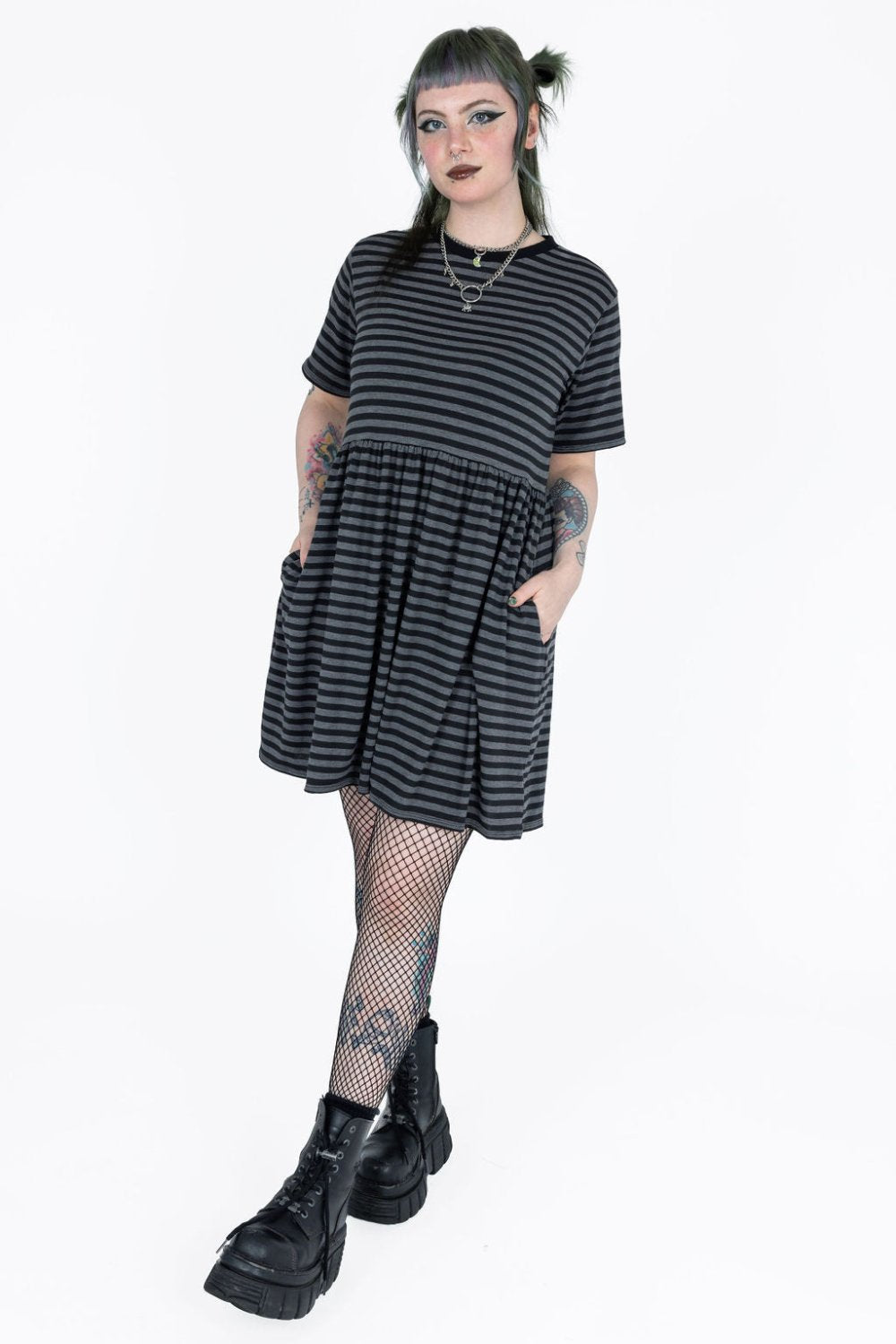 Amelia Dress in Dark Stripe