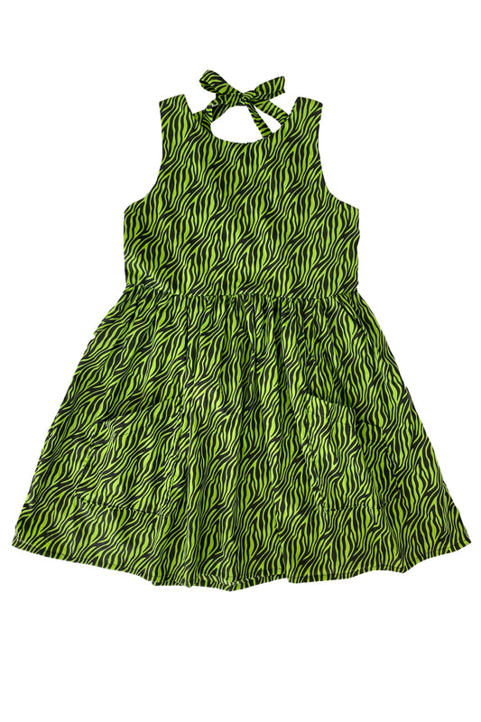 Sarah Dress in Green Zebra