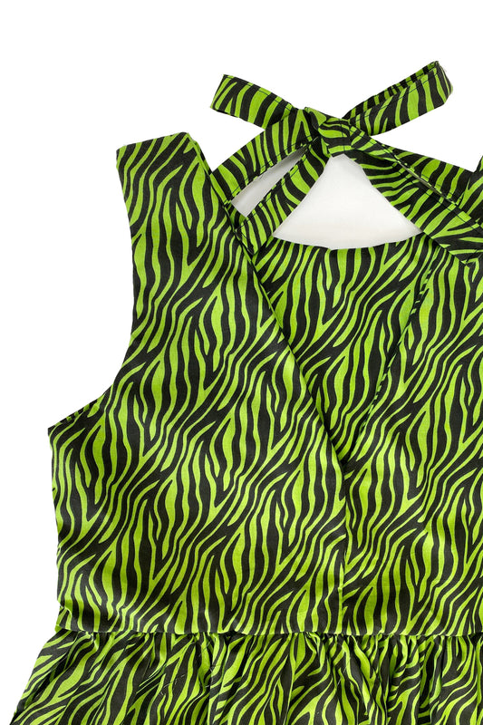 Sarah Dress in Green Zebra
