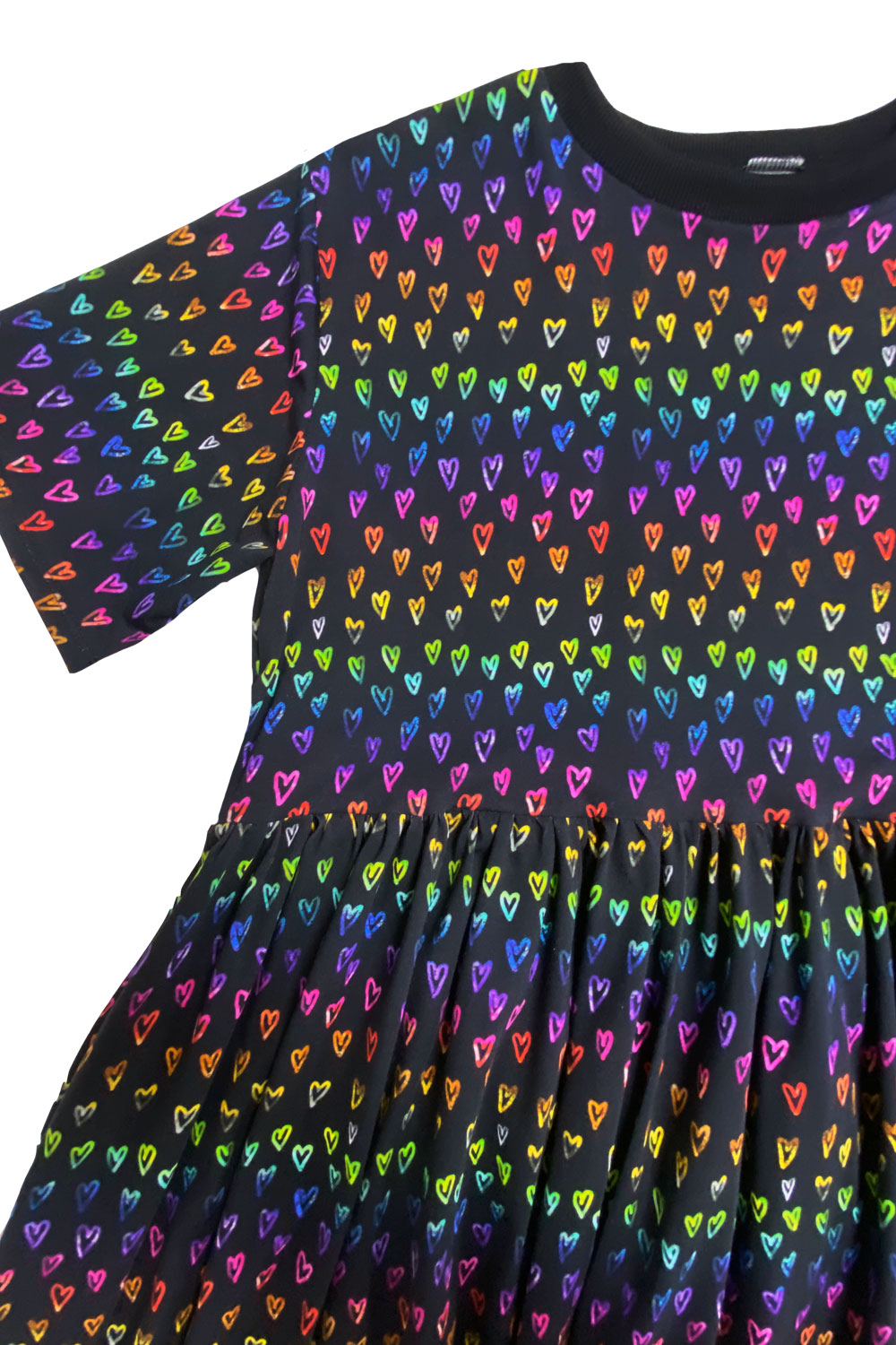 Amelia Dress in Rainbow Hearts